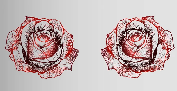 Tatuaje dos rosas grunge rojas — Vector de stock