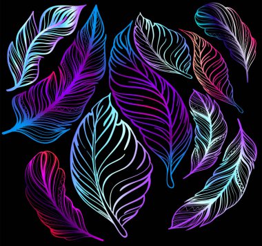 Neon sanat tüyler büyük set