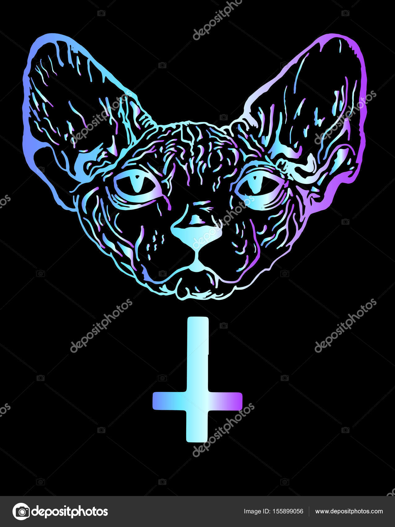 Neon Sketch The Idea For A Tattoo The Muzzle Of The Sphinx And The Cross Vector Image By C Littlemagic Vector Stock Neon Sketch The Idea For A Tattoo The Muzzle Of The Sphinx And The Cross Vector Image By C Littlemagic Vector Stock