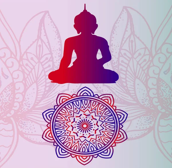 El budismo es oración, meditación y relajación. La silueta buda - el gradiente de color — Archivo Imágenes Vectoriales