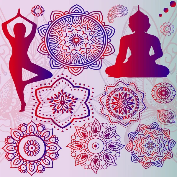Yoga und Meditation - Religion und Kultur Indiens — Stockvektor