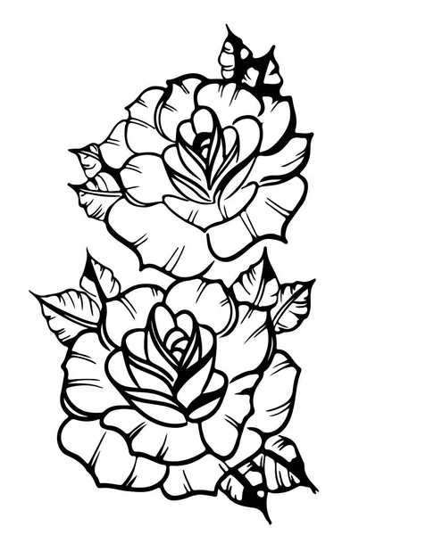Dos rosas - boceto de un tatuaje — Archivo Imágenes Vectoriales