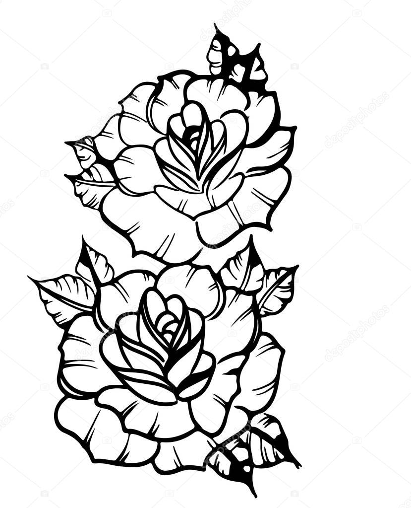 Two roses - sketch of a tattoo
