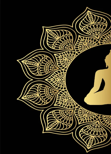 Золотая мандала и Будда, красивый плакат — стоковый вектор