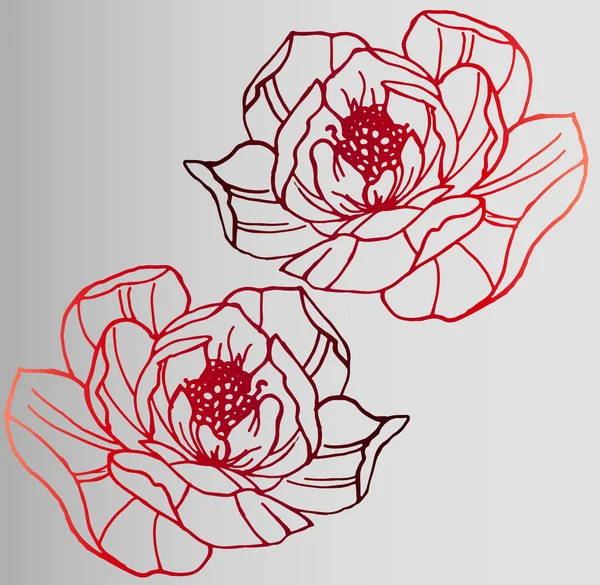Flores de gradiente rojo - hermoso sello — Vector de stock