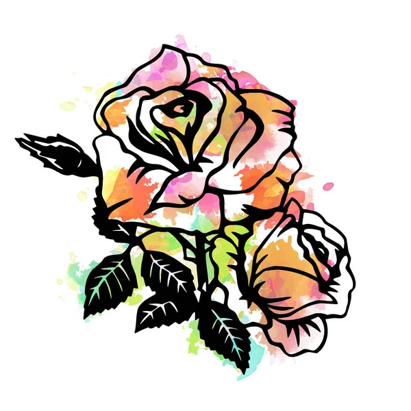 明るいバラの水彩画 — ストックベクタ