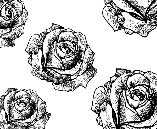 Línea de arte tatuaje rosa brote — Vector de stock