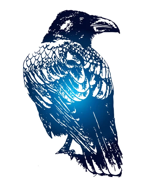 Raven - Gotisch, schets van tattoo — Stockvector