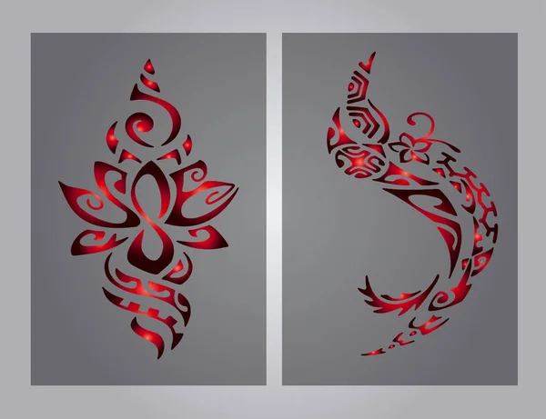 Set - skica Tattoo styl Polynésie — Stockový vektor