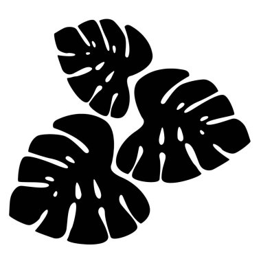 Üç tropikal yaprak - siluet