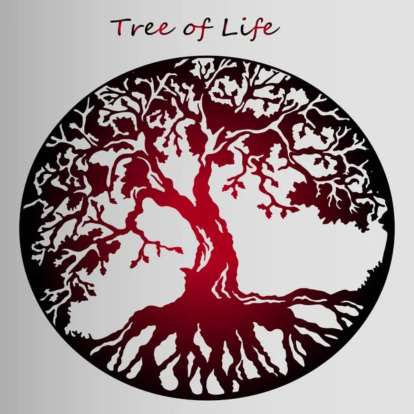 Κόκκινο αυτοκόλλητο δέντρο της ζωής - όμορφη ιδέα του τατουάζ — Διανυσματικό Αρχείο