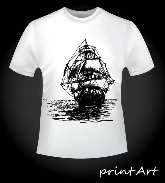 T-shirt üzerine gemi