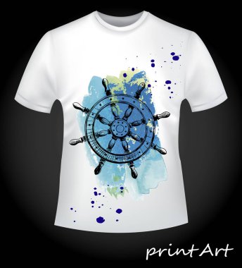 Bir T-shirt üzerine suluboya çapa