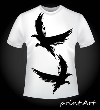 Uçan kuşlar - bir T-shirt üzerine baskı