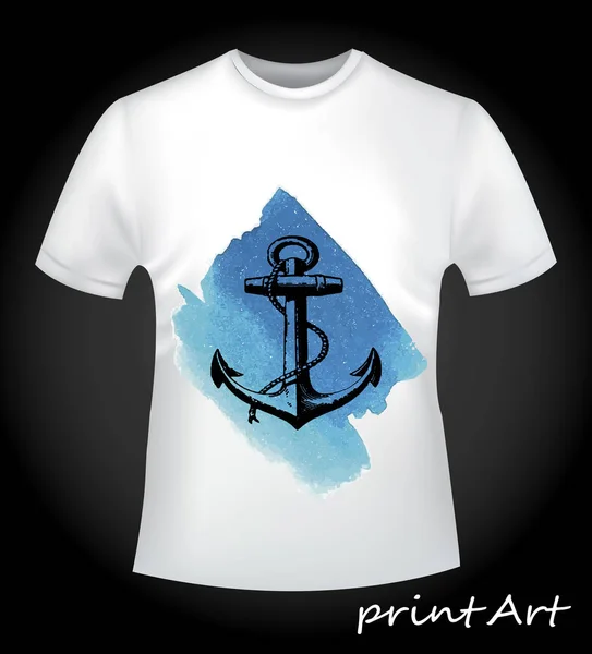 Sea anchor on the T-shirt — Stock Vector