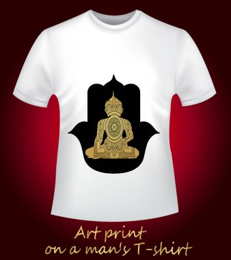 Şık tişört, Budizm konulu bir baskı ile yakın çekim