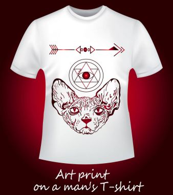 Bir T-shirt üzerine yaratıcı baskı. Yukarı alay