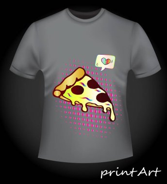 Yazdırma stilini pop sanat gri T-shirt üzerinde.