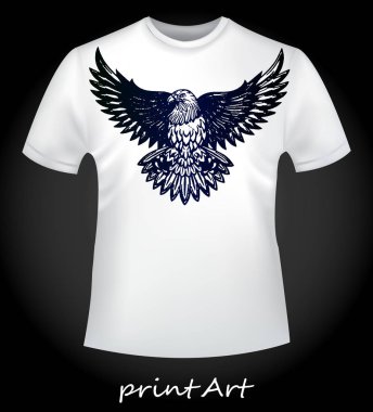 Beyaz T-shirt ile bir yırtıcı kuş kartal