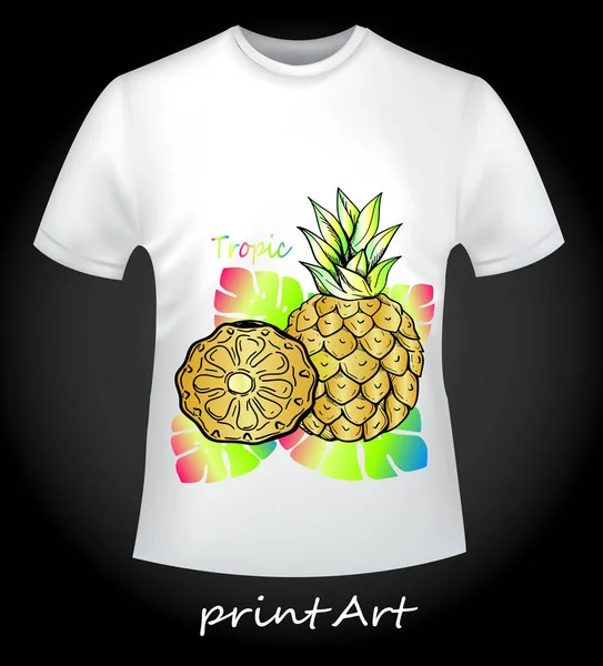 Ananas ile parlak T-shirt