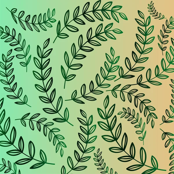 Vegetatives Muster - grüner Astverlauf mit Blättern. floraler Hintergrund — Stockvektor