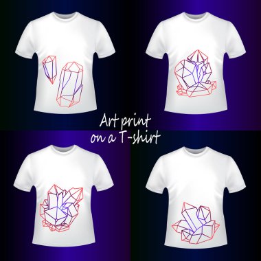 Mineraller, kristalleri ile T-shirt