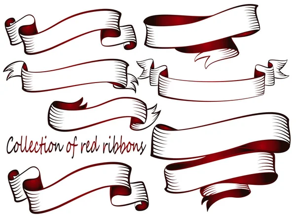 Ruban rouge, ensemble — Image vectorielle