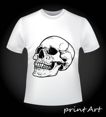 Beyaz T-shirt bir kafatası ile