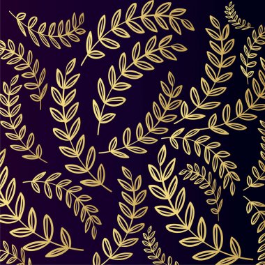 Altın vintage desen - yaprak ve dal