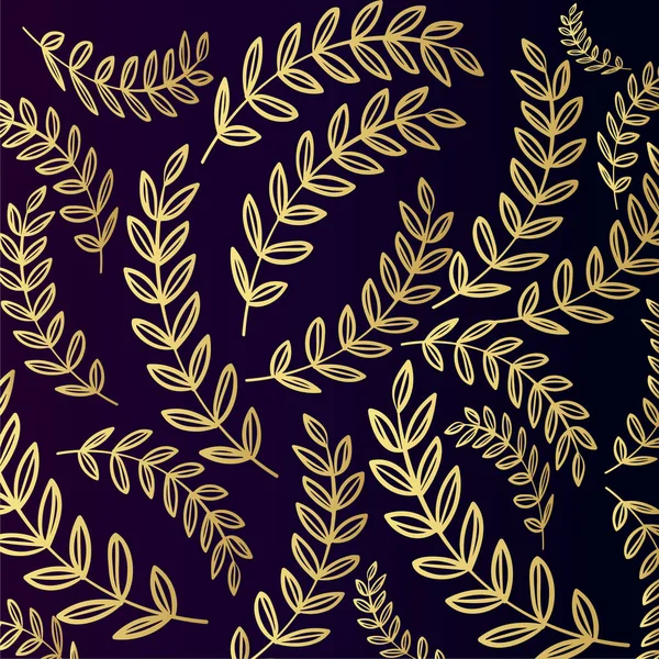 Altın vintage desen - yaprak ve dal