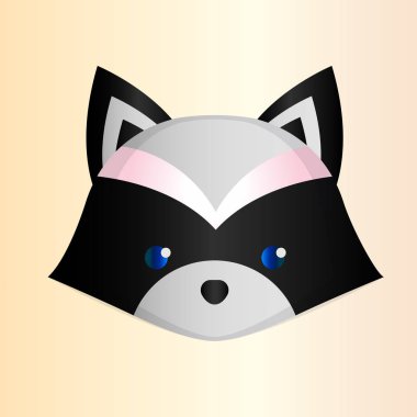 Şirin Rakun - sarı bir degrade arka plan üzerinde yakın çekim. Çocuk resim, Karikatür hayvan sanat