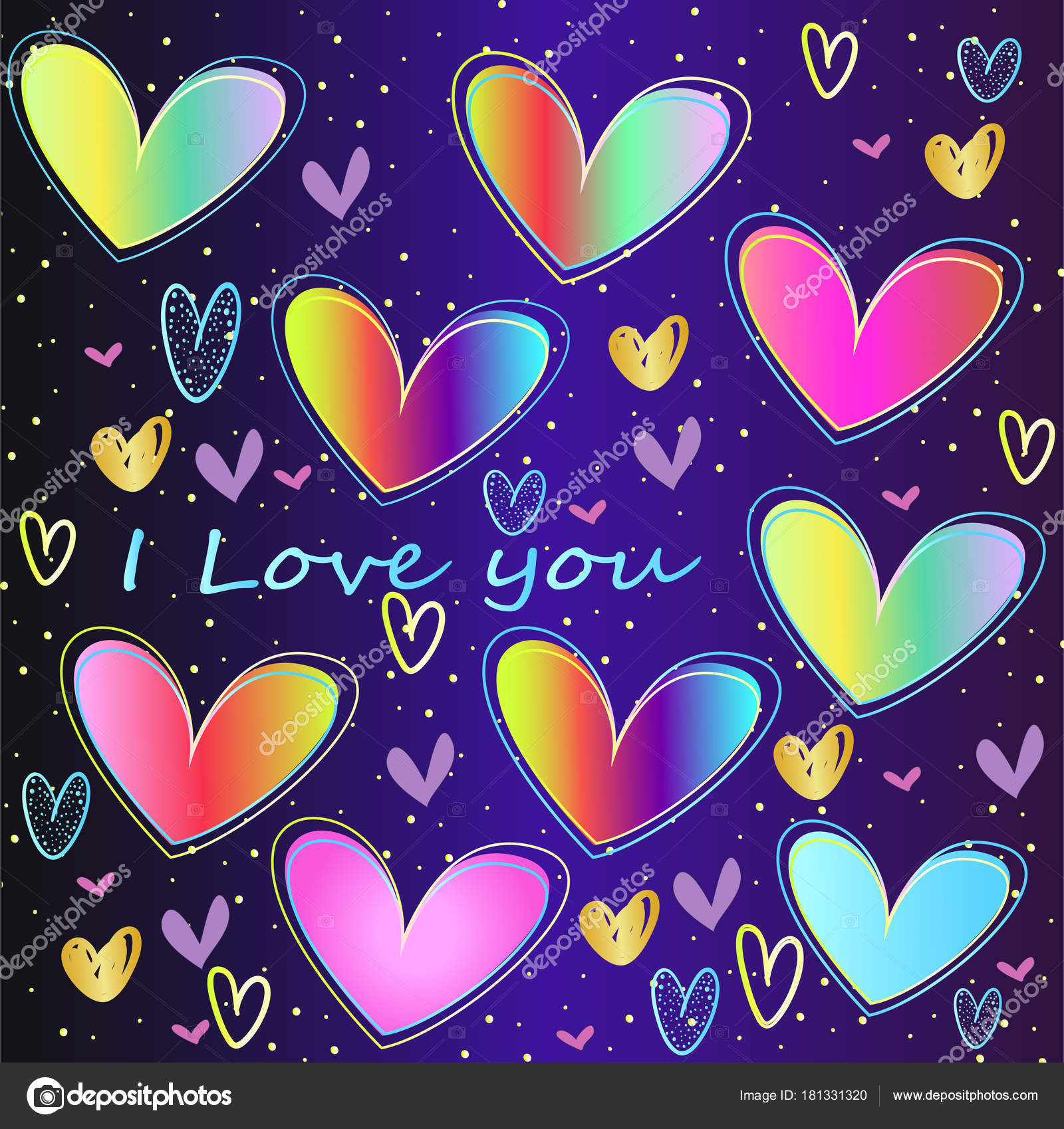 Una Gran Colección Corazones Neón Arcoíris Colores Día San