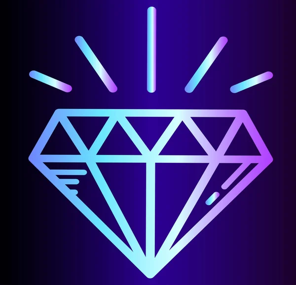 霓虹图标钻石宝石 闪耀光彩 财富和魅力 — 图库矢量图片