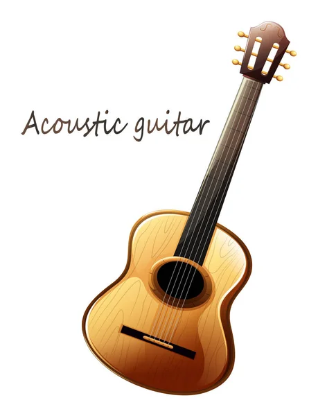 Guitarra Acústica Realista Vector Close —  Vetores de Stock