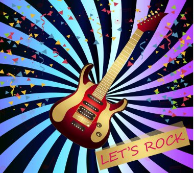 Rock gitar - müzik parti. Arka plan parlak müzikal Pop sanat