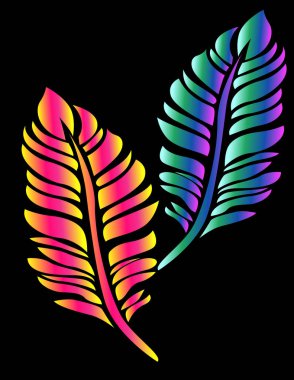 İki gökkuşağı degrade kalemi siyah bir arka plan - bir logo, şık bir aksesuar için güzel bir fikir