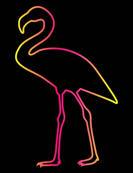 Sylwetka Ptaków Egzotycznych Pink Flamingo Piękne Naklejki Gradientu Zbliżenie — Wektor stockowy
