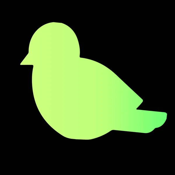Cute Bird Silhouette Green Grass Gradient Close — Stock Vector