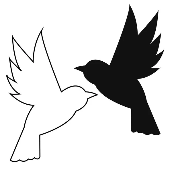 Silhouette Contour Des Oiseaux Volants Gros Plan — Image vectorielle