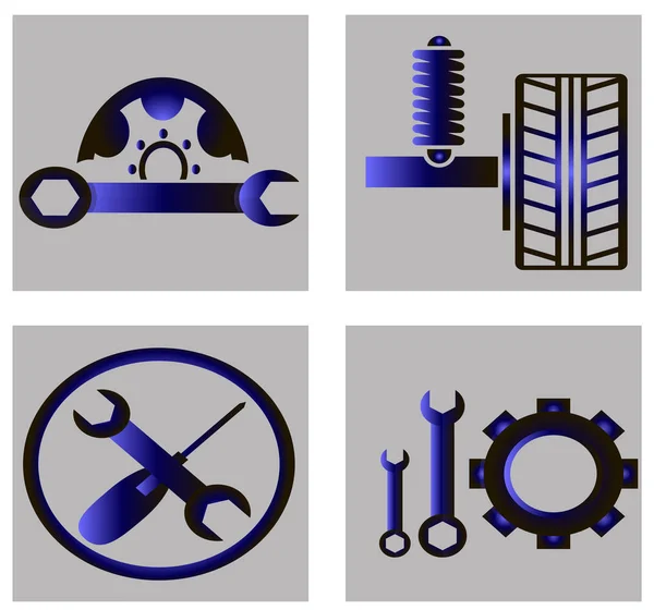 Set Auto Tool Sets Gradient Icons — Stock Vector