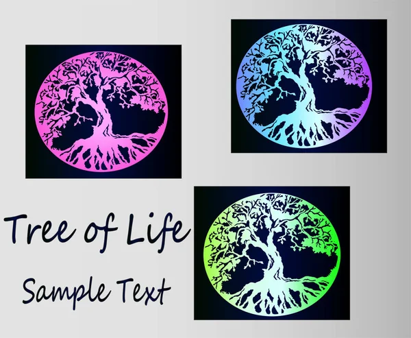 Neon Tree Stickers Life Gradient Background — Stock Vector