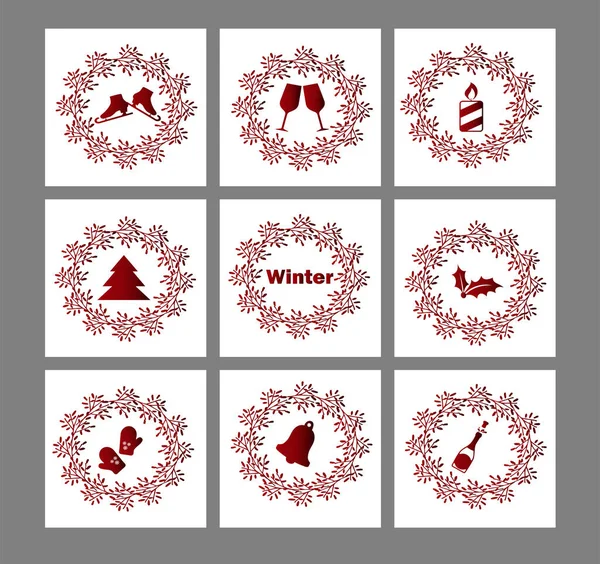 新年和圣诞节的病媒图案 社交媒体的时尚图标 — 图库矢量图片