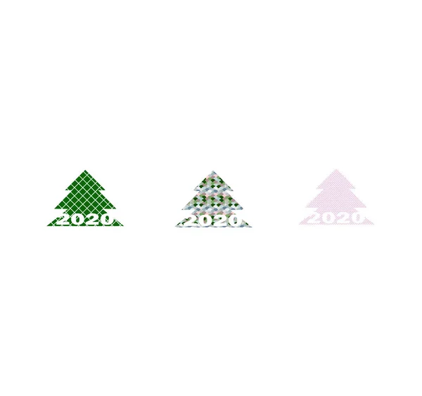 Conjunto Vectores Icono Del Árbol Navidad Tres Plantillas Diseño Patrones — Archivo Imágenes Vectoriales