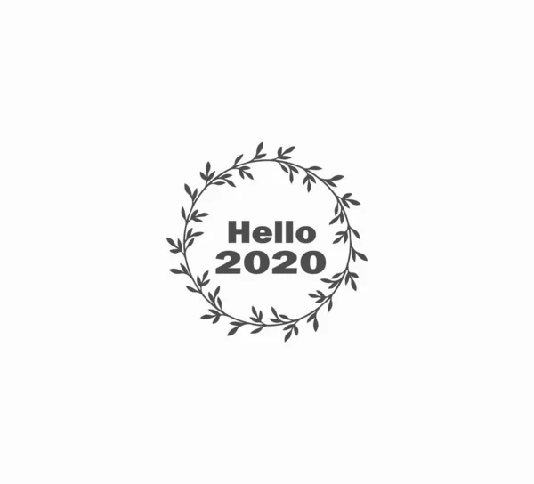 Хелло 2020 Красивая Рождественская Открытка Стильный Серый Вектор Новогодняя Икона — стоковый вектор