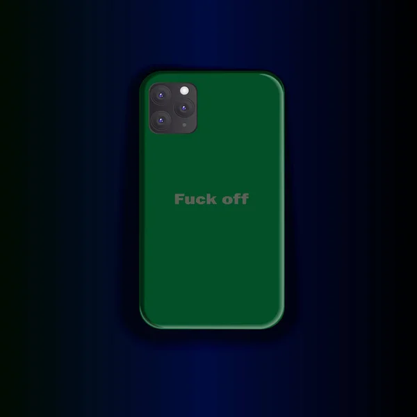 Stylische Vektor Smartphone Gehäusevorlage Grünes Knocker Design Mit Aufschrift Fuck — Stockvektor