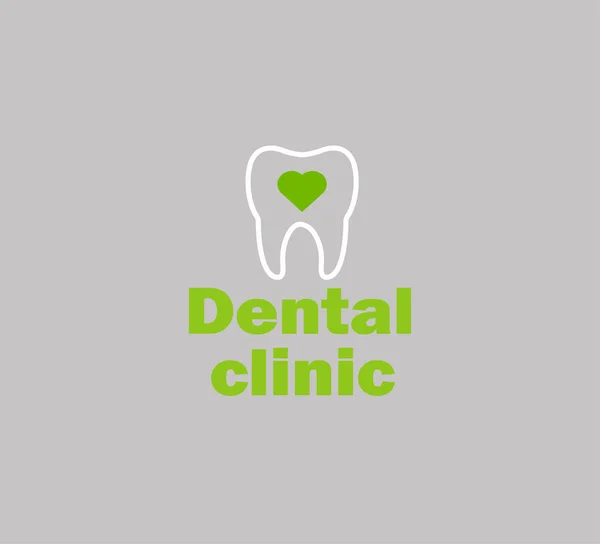 Flat Dental Clinic Logo Tooth Silhouette Heart Oral Care Hygiene — 스톡 벡터