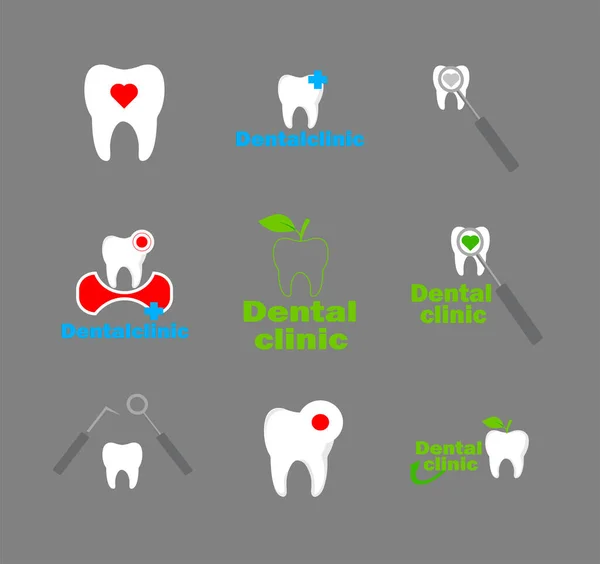 Grande Collection Vectorielle Logo Dentaire Élégant Modèle Plat Dentisterie Traitement — Image vectorielle