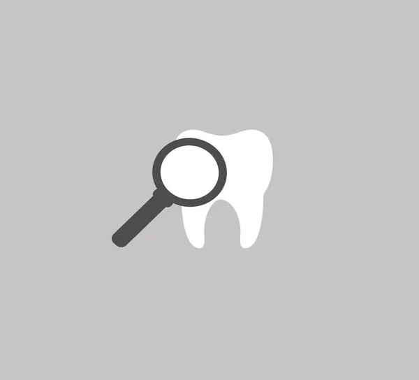 Zahnpflege Und Behandlung Zahn Und Lupe Lupenvektorsymbol — Stockvektor