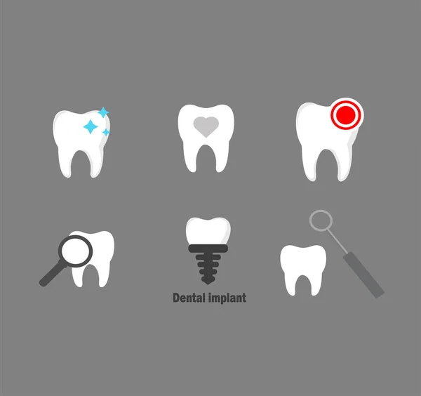Clinique Dentaire Ensemble Vectoriel Design Logo Plat Soins Traitements Dentaires — Image vectorielle