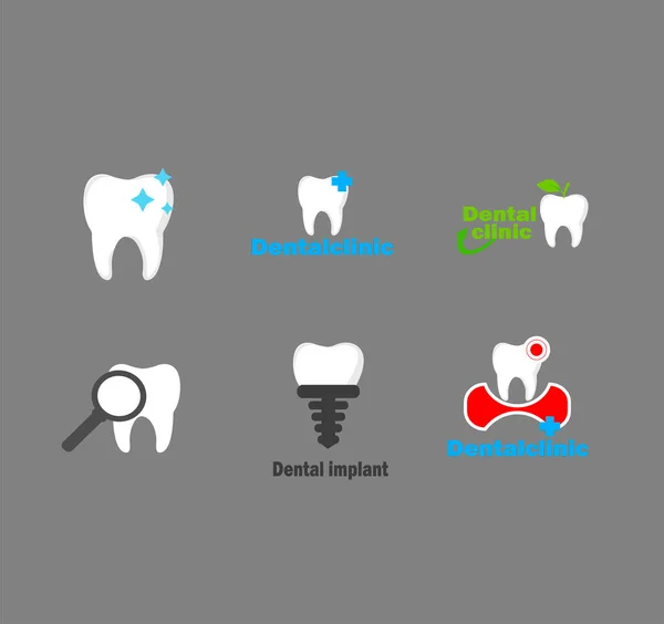 Big Set Vector Dental Logo Care Treatment Teeth Oral Hygiene — 스톡 벡터